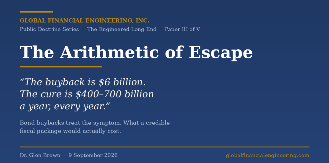 The buyback is $6 billion. Stabilising the debt costs $400–700 billion a year. A financial engineer prices the five levers and the one that matches the problem.